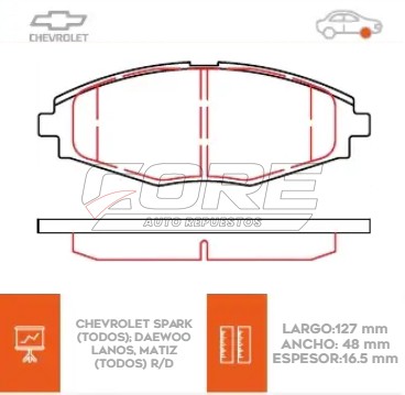 Pastillas de freno de Cerámica para Chevrolet Spark y Daewo Matiz