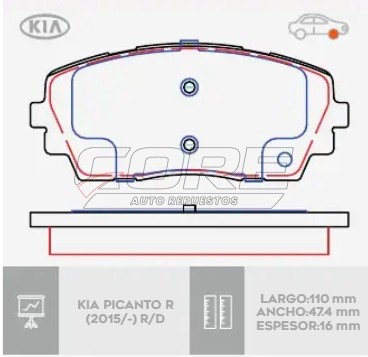 Pastillas de freno carbono para Kia Picanto R 2015 >