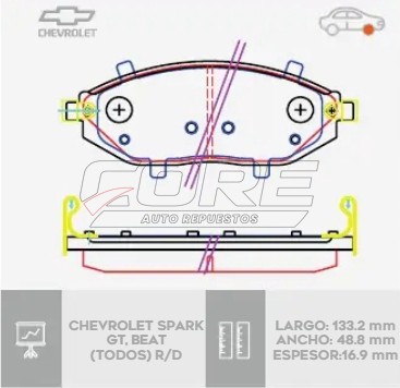 Pastillas de freno cerámica para Chevrolet Spark GT, Beat