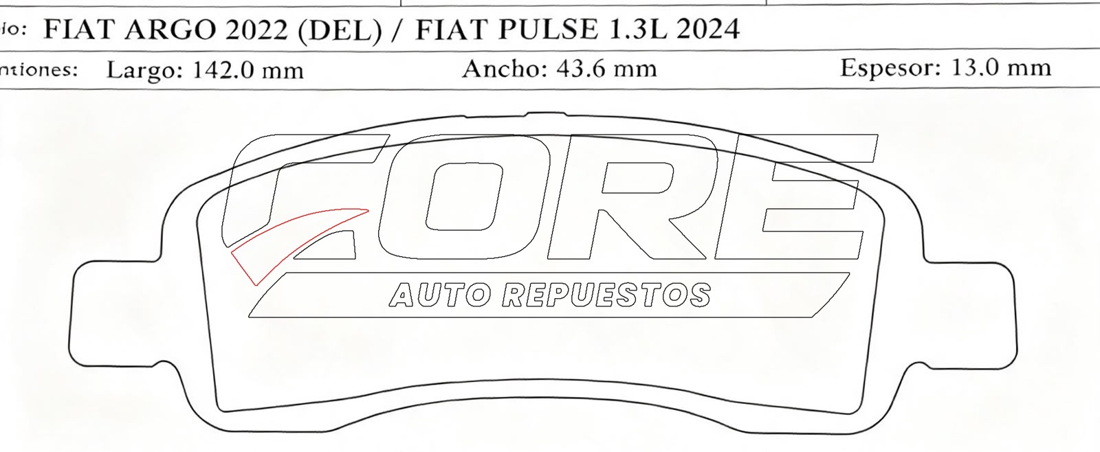Pastillas de freno Fiat Argo, Fiat Pulse 1.3L 2024